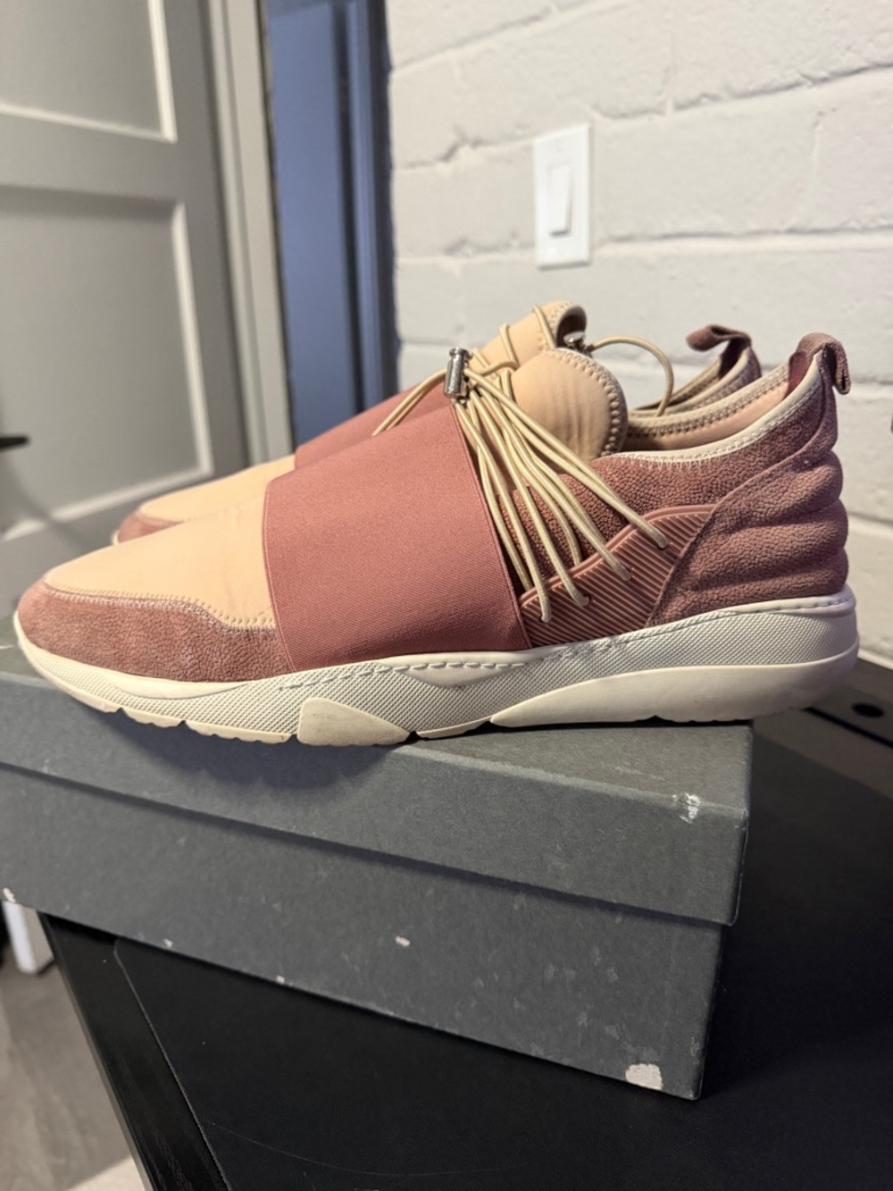 Men's Athletic Slip-On Sneakers in Blush Pink